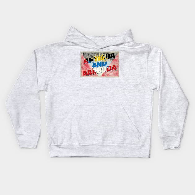 Antigua and Barbuda Vintage style retro souvenir Kids Hoodie by DesignerPropo